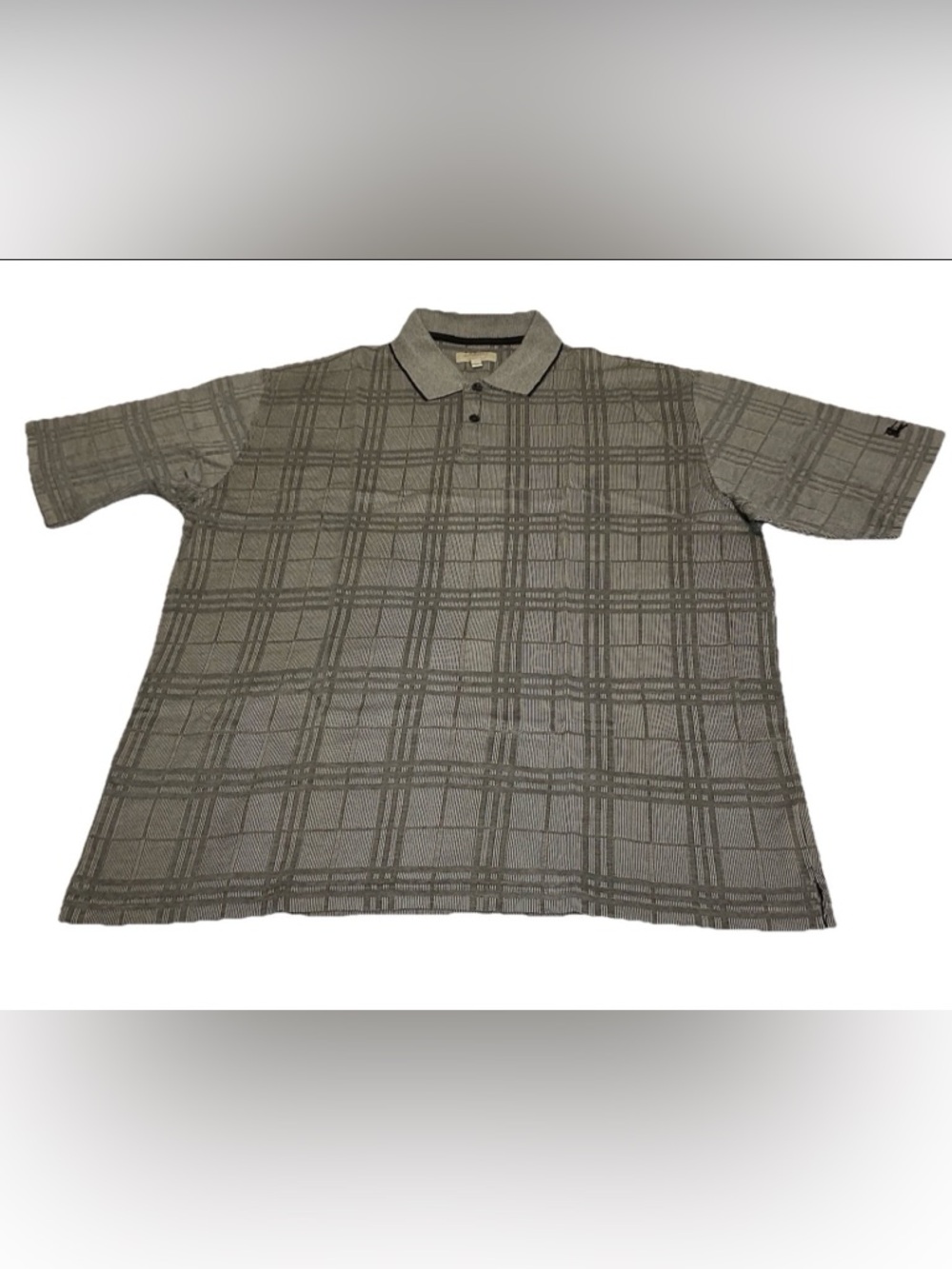 BURBERRY GOLF Plaid Check Polo Shirt Men's XL  Black KNIT Cotton ITALY MADE